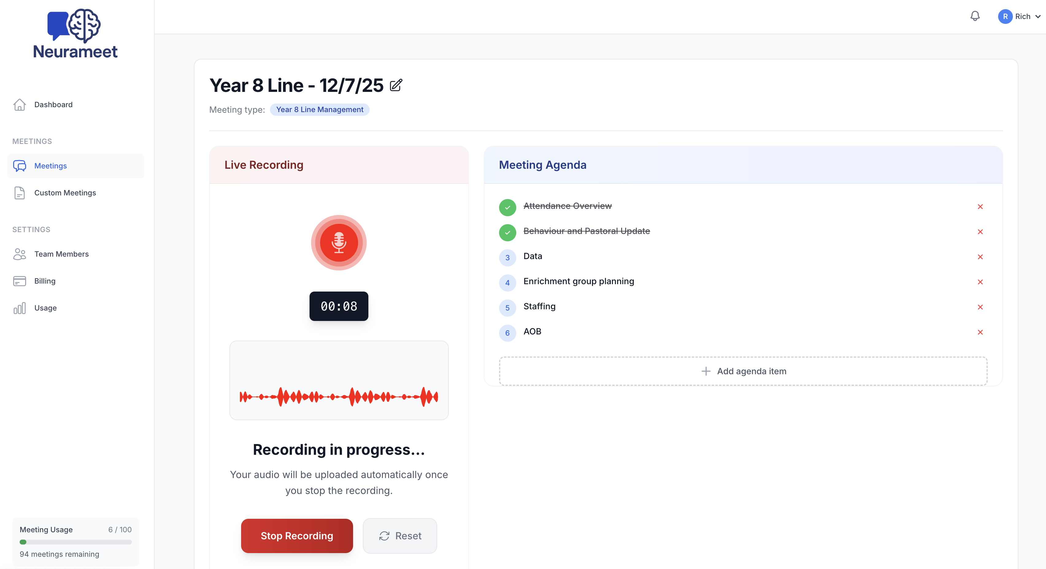 Neurameet Dashboard